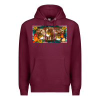 Burgundy western cow cockerel chick  serape leopard sunflowers license plate te Premium Hoodie - BarkalooDesign