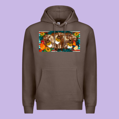 Western Cow Cockerel Chick  Serape Leopard Sunflowers License Plate Te Premium Hoodie Designed By Barkaloodesign