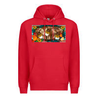 Red western cow cockerel chick  serape leopard sunflowers license plate te Premium Hoodie - BarkalooDesign