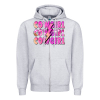 Heather Grey cowgirl cowgirl lightning bolt Zipper Hoodie - Zillion Design Studio