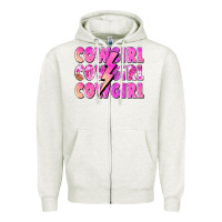 Oatmeal Heather cowgirl cowgirl lightning bolt Zipper Hoodie - Zillion Design Studio