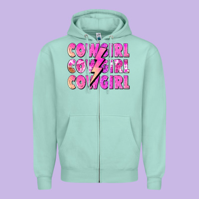 Cowgirl Cowgirl Lightning Bolt Zipper Hoodie Designed By Zillion Design Studio