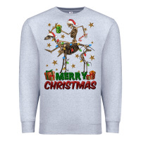 Heather Grey merry christmas deer skeleton Premium Sweatshirt - FaDigitalArtStudio