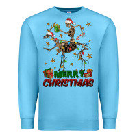 Ocean Blue merry christmas deer skeleton Premium Sweatshirt - FaDigitalArtStudio