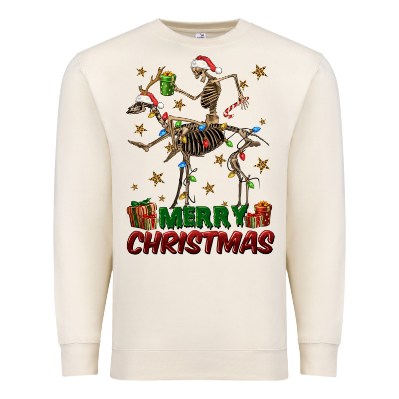 Merry Christmas Deer Skeleton Premium Sweatshirt by FaDigitalArtStudio | Teevron