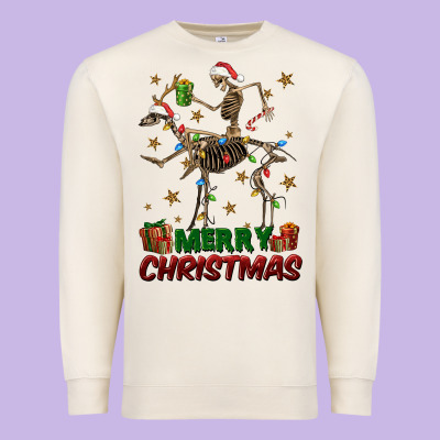 Merry Christmas Deer Skeleton Premium Sweatshirt Designed By Fadigitalartstudio