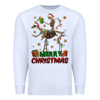 White merry christmas deer skeleton Premium Sweatshirt - FaDigitalArtStudio