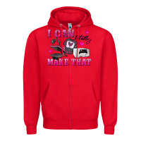 Red i can totally make that Zipper Hoodie - texasbilliewilder