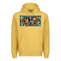 Antique Gold western cow turquoise’s white flowers license plate template Premium Hoodie - BarkalooDesign