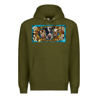 Army Green western cow turquoise’s white flowers license plate template Premium Hoodie - BarkalooDesign