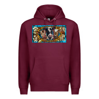 Burgundy western cow turquoise’s white flowers license plate template Premium Hoodie - BarkalooDesign