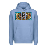 Colony Blue western cow turquoise’s white flowers license plate template Premium Hoodie - BarkalooDesign