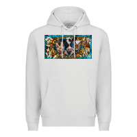 Dove Grey western cow turquoise’s white flowers license plate template Premium Hoodie - BarkalooDesign