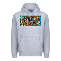 Heather Grey western cow turquoise’s white flowers license plate template Premium Hoodie - BarkalooDesign