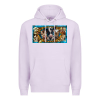 Lilac western cow turquoise’s white flowers license plate template Premium Hoodie - BarkalooDesign