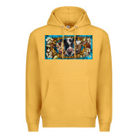Mustard western cow turquoise’s white flowers license plate template Premium Hoodie - BarkalooDesign