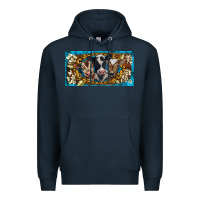 Navy western cow turquoise’s white flowers license plate template Premium Hoodie - BarkalooDesign