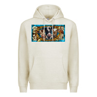 Oatmeal Heather western cow turquoise’s white flowers license plate template Premium Hoodie - BarkalooDesign