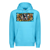 Ocean Blue western cow turquoise’s white flowers license plate template Premium Hoodie - BarkalooDesign