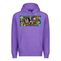 Purple western cow turquoise’s white flowers license plate template Premium Hoodie - BarkalooDesign