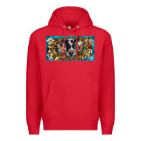 Red western cow turquoise’s white flowers license plate template Premium Hoodie - BarkalooDesign