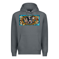 Rock western cow turquoise’s white flowers license plate template Premium Hoodie - BarkalooDesign