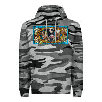 Slate Camo western cow turquoise’s white flowers license plate template Premium Hoodie - BarkalooDesign
