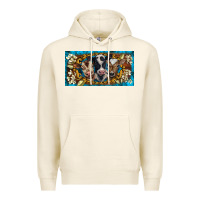 Tofu western cow turquoise’s white flowers license plate template Premium Hoodie - BarkalooDesign