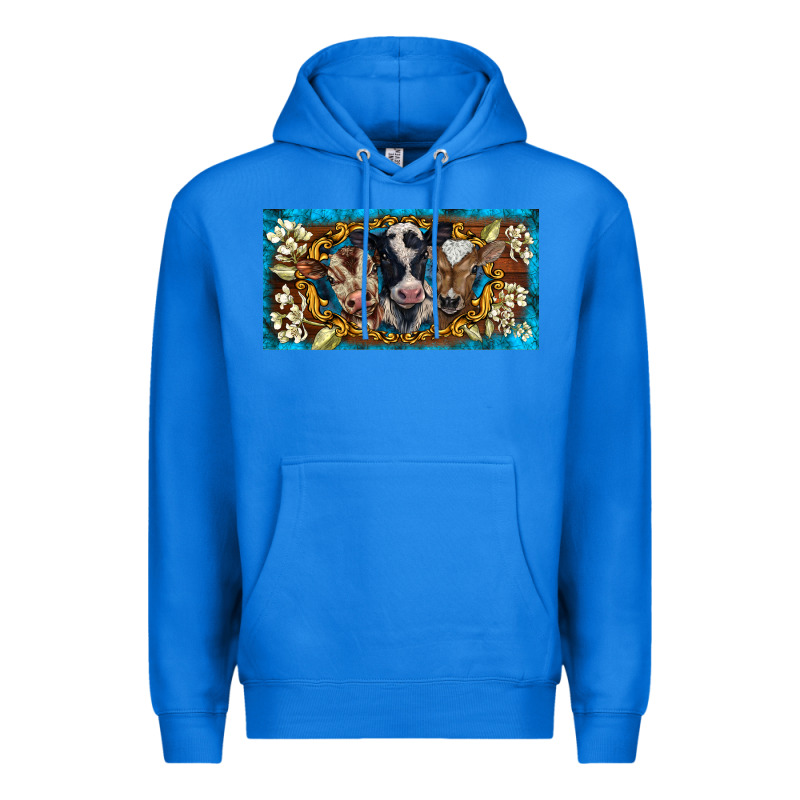 Western Cow Turquoise’s White Flowers License Plate Template Premium Hoodie by BarkalooDesign | Teevron