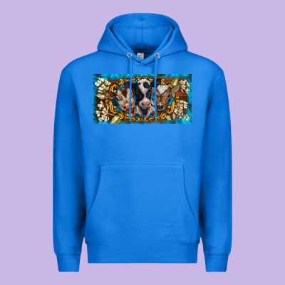 Western Cow Turquoise’s White Flowers License Plate Template Premium Hoodie Designed By Barkaloodesign