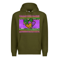 Army Green mardi gras hearts and fleur de lis Premium Hoodie - Jasminsmagicworld