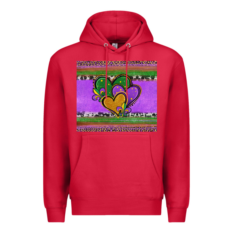 Mardi Gras Hearts And Fleur De Lis Premium Hoodie by Jasminsmagicworld | Teevron