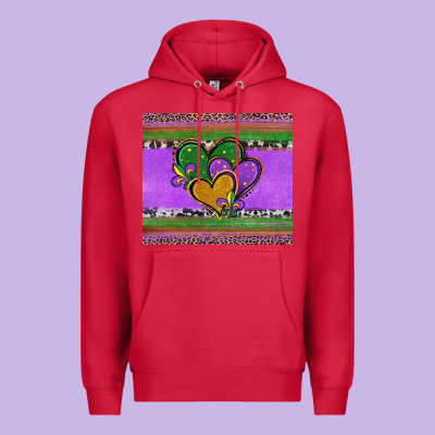 Mardi Gras Hearts And Fleur De Lis Premium Hoodie Designed By Jasminsmagicworld