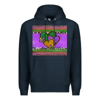 Navy mardi gras hearts and fleur de lis Premium Hoodie - Jasminsmagicworld