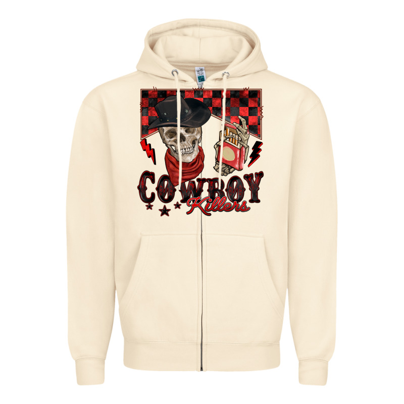 Cowboy Killer Zipper Hoodie by Zillion Design Studio | Teevron