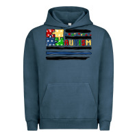 Pigment Midnight Navy autism usa flag Urban Hoodie - MaliasSmallBusiness