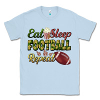 Dusty Blue eat sleep football repeat Classic Tee - BundleAndBundleShop