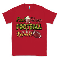 Red eat sleep football repeat Classic Tee - BundleAndBundleShop