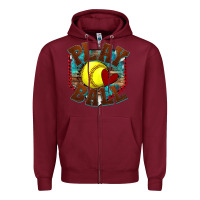 Burgundy play ball softball Zipper Hoodie - texasbilliewilder