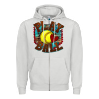Dove Grey play ball softball Zipper Hoodie - texasbilliewilder