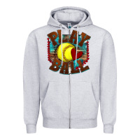 Heather Grey play ball softball Zipper Hoodie - texasbilliewilder