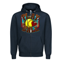 Navy play ball softball Zipper Hoodie - texasbilliewilder