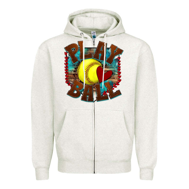 Play Ball Softball Zipper Hoodie by texasbilliewilder | Teevron