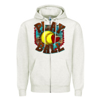 Oatmeal Heather play ball softball Zipper Hoodie - texasbilliewilder