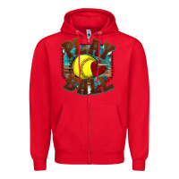 Red play ball softball Zipper Hoodie - texasbilliewilder