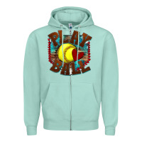 Seafoam play ball softball Zipper Hoodie - texasbilliewilder