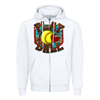 White play ball softball Zipper Hoodie - texasbilliewilder