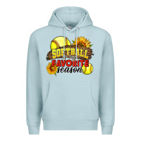 Blue Mist Softball Is My Favorite Season Premium Hoodie - LillyAllenDesigns