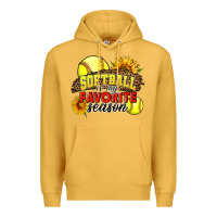 Mustard Softball Is My Favorite Season Premium Hoodie - LillyAllenDesigns