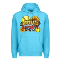 Ocean Blue Softball Is My Favorite Season Premium Hoodie - LillyAllenDesigns
